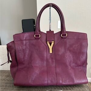 Yves Saint Laurent Cabas Chyc HandBag Purple Leather